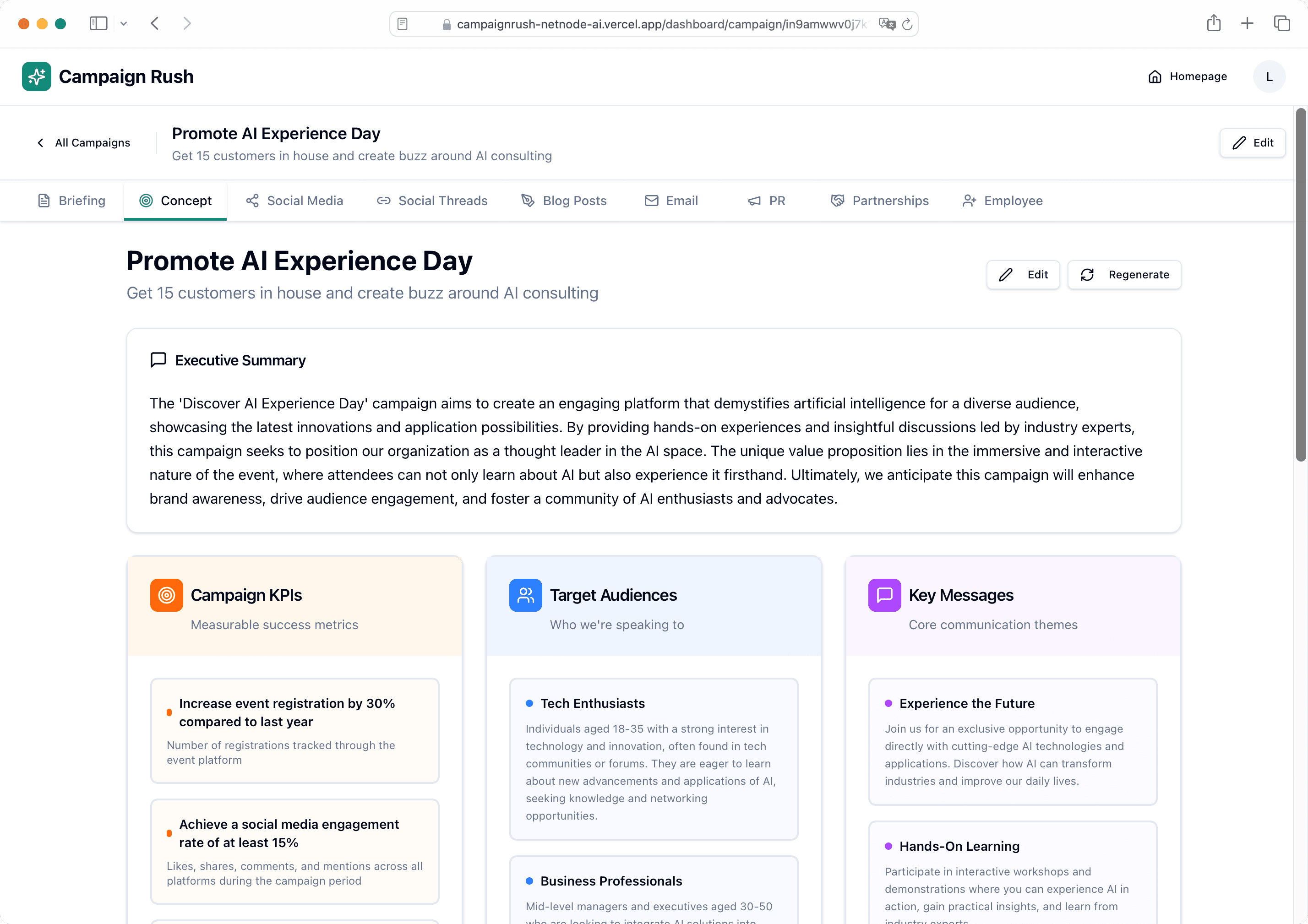Campaign Rush Dashboard